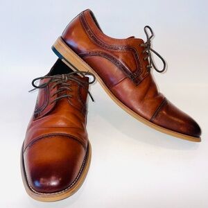 Stacy Adams Brown Shoes Mens 10.5M Dumbar Wingtip Leather Oxfords Lace Up